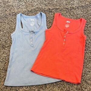 SO Women's Tank Tops - Light Blue and Bright Red